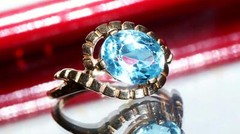 10k yellow gold ring 2.50ct blue topaz solitaire size 5.5 vintage 4.00gr N3511