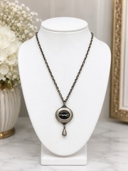 Vintage MAC Cosmetics Logo Pendant Necklace – Pewter Tone Chain–Y2K Collectible