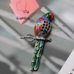 Antique Vintage Palace Style Animal Bird Brooch Multi-color Glaze Cute Birds Pin