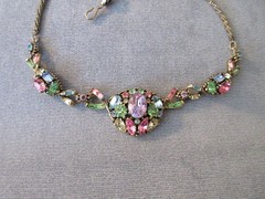 vintage signed 1955 HOLLYCRAFT NECKLACE multi color pastel rhinestones