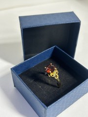 Vintage Red Cubic Zirconia Ring Gold Plated Womens Size 6.5