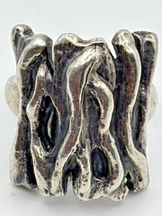 Vintage Sterling 925 BRUTALIST FREE-FORM UNIQUE RING Size 7.5 10.77grams