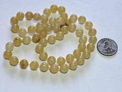 Vtg Golden Glowing Rutilated Quartz Round Bead Strand Double Tied Necklace 22″
