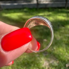 Vintage Soviet USSR 875 Silver Kubachi Niello Gilt Ring Hand Carved Ornate Band