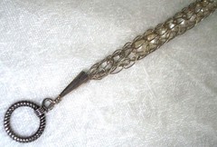 Vintage 925 Sterling Silver Chainmaille Pearl Viking Dragon Tail Toggle Bracelet