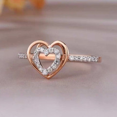 10K Rose Gold FN Round Cut 0.20TCW White Moissanite Heart Design Women’s Ring