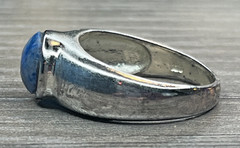 Vintage Blue White Stone Cabochon Southwestern Ring Silver Tone Costume Jewelry
