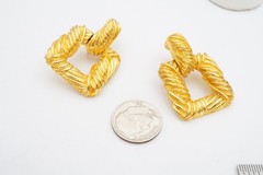 Vintage Clip On Earrings Gold Tone Doorknocker Textured