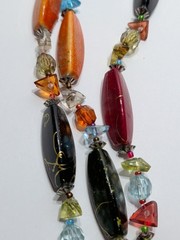 ✨VINTAGE✨ EsMor Bohemian Painted Bead Necklace 3 Strands Hand Strung Fabulous