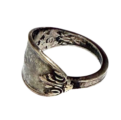 Distressed Metal Ring Wide Band Rustic Patina Unisex Size 6 (Approx)