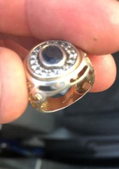 Vintage Silver Ring Celtic 8.23g Sapphire Stone Anchor Hallmark Rare
