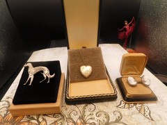 Antique jewelry lot Art Deco sterling silver Dog pin Trojan Cameo rare cufflinks