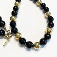 Karla Jordan Vintage Beaded Necklace Black & Gold Classic Career 1980s Boss Lady