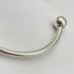 Vintage Y2K Silver Tone Heart Charm Open Cuff Bangle Bracelet Classic Slide