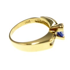 Classic 14k Solid Yellow Gold Natural Trillion Cut Tanzanite & Diamond Ring 5.75