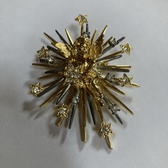 VTG RJ GRAZIANO Brooch Angel Cherub Brooch Stars Mix Metal Starburst Pin