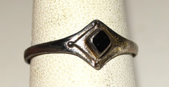 Vtg Black Onyx Marquise Shape Studded Sterling Silver Ring 1.5 Grams Size 8.75