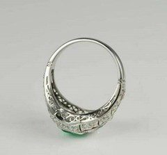 Princess Cut Emerald & Lab Created Diamond Wedding 14Ct White Gold Finish Ring