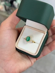 3.50 Ct Natural Emerald Art Deco Vintage Engagement Ring 14K Yellow Gold FN