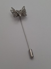 Butterfly Stick Pin Filgaree Silver Color