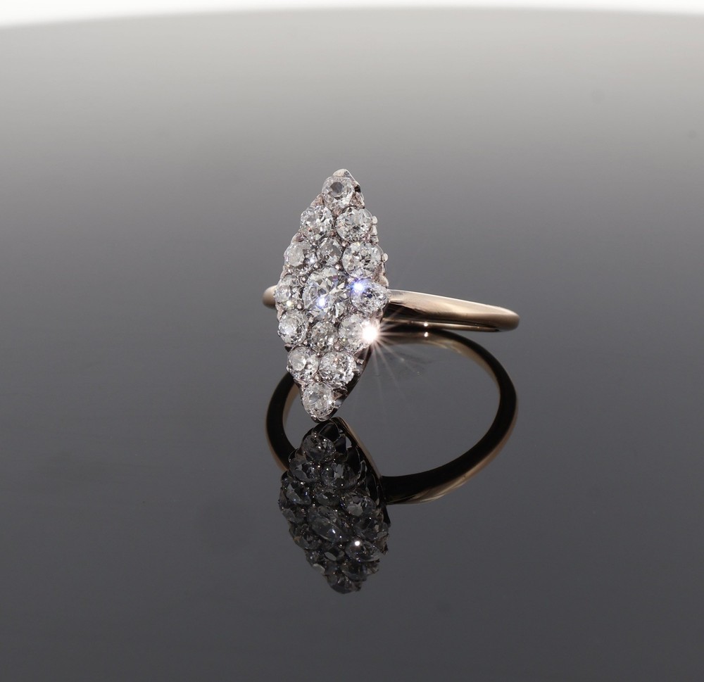 Handmade 1.00ct Old Cut Diamond 18k Gold Ring Size M Val $6910