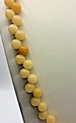 Vintage Necklace Acrylic Beaded Honey Beige Ivory Cream Offset Strung Retro