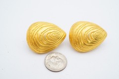 Vintage Givenchy Clip On Earrings Gold Tone Thumb Print