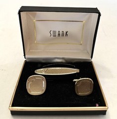 Vintage Men’s Cufflinks & Tie Bar SWANK Original Box Gold Tone