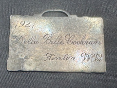 C-127 Vintage Sterling Silver Luggage Tag Pendant Engraved Monogram