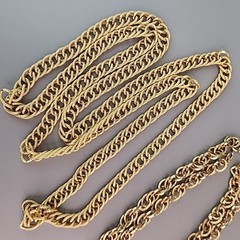 Vintage Chain Necklace Lot of 2 Curb Link Rope Gold Tone