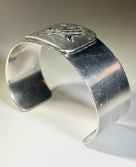 VTG 70s Sterling Silver Cuff Bracelet Bill Roach ROACH2 Abstract Modernist Art