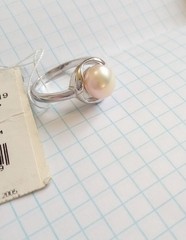 Vintage Beautiful Ring White pearl Sterling Silver 925 test Women Jewelry size 9
