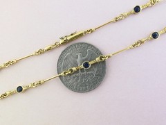 Estate 18K Yellow Gold & Blue Sapphire Fancy Ornate 25″ Layering Chain Necklace