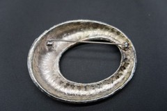 Vtg Brooch Silver Tone and Enamel Panther Print Unsigned Jackie Collins