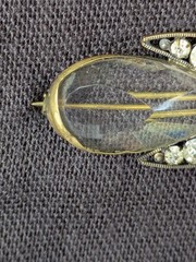 Antique Clear Glass Prong Set Rhinestone Abstract Flower Brooch Pin AS IS D86