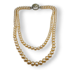 Vintage Sarah Coventry Faux Pearl Two Strand Necklace Reversible Clasp