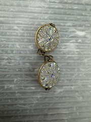 vintage HILLCRAFT CASTLECRAFT 1950s Slide-On EARRINGS .75” AURORA BOREALIS