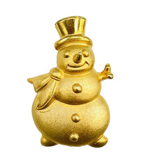 Vintage Brushed Gold Tone Signed Vero Snowman Brooch Pin