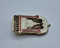 Russian Pin Gold Tone Red White Enamel Vintage VGC