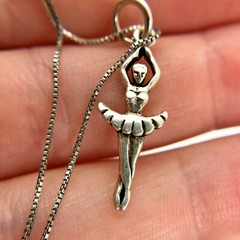 AGI Vintage Sterling Silver Ballerina Dancer Necklace 18″
