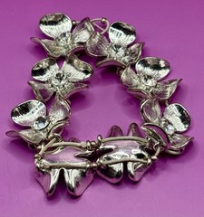 Vintage Costume Jewelry Lot Rings Bracelet Rhinestone Gold Tone Silver Tone 6 Pc