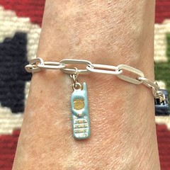 Charm Bracelet Cell Phone Computer Car IT Gift 80s 90s Whimsical Jewelry 7.5”