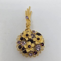 Signed RJ Graziano Purple Rhinestone Floral Bouquet Brooch