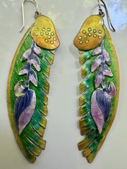 Vintage 1990 Local Loloy Sterling Silver Colorful Enamel Large Dangle Earrings