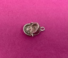 Sterling Silver Vintage Baby Moses Basket Pink Girl Movable Charm Pendant 2.4g