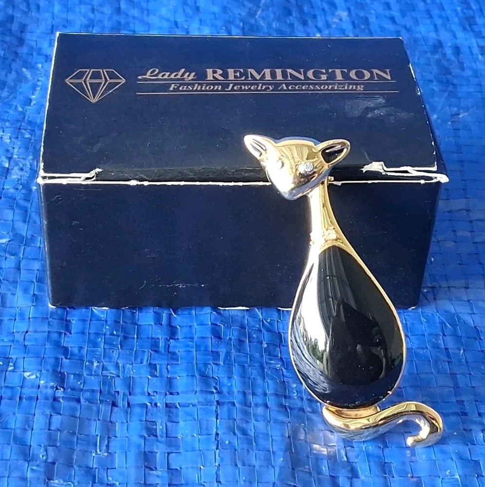 Vintage 1980s LADY REMINGTON Cat Brooch in Original Box