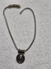 Balinese Pendant on Wheat Chain in 2-tone metal w/Magnetic Closure in ex con