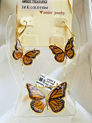 14K Gold Filled Butterfly Genuine Baltic Amber Earrings Vintage Butterscotch 925