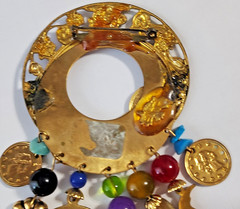 Vintage Katrina Signed Large Gold Tone Dangle Brooch Retro Shabby Chic Boho