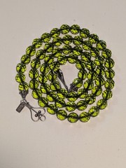 16″ Vtg Green Glass Beaded Necklace Flower Clasp Morocco